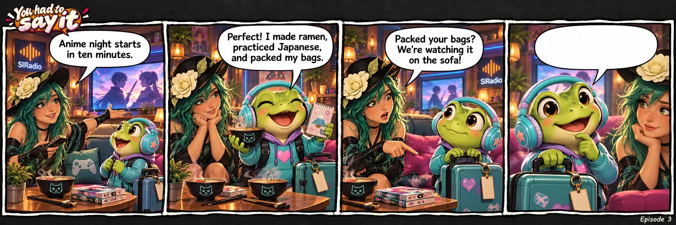 Episode 3: Animental. Fill the empty final speech bubble.